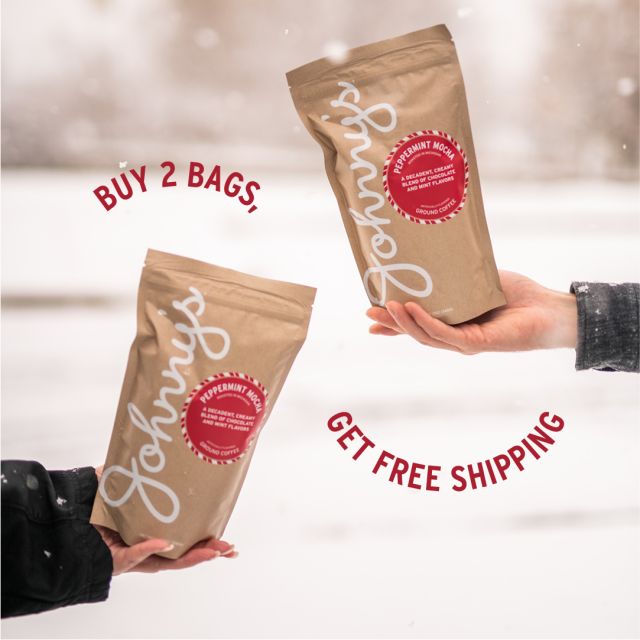 Grab one for you, and one for a friend! Buy 2 or more bags of Peppermint Mocha at our online store, to unwrap free shipping on your entire order! Just use code PEPPERMINT at checkout. 

*Offer ends 12/19, valid online only. Excludes subscriptions.
.
.
.
#peppermintmocha #coffee #freeshipping #johnnysmarkets