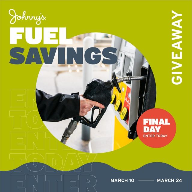 Want to save money at the fuel pump? Here’s your chance! We’ll be choosing 20 lucky winners to receive (four) $1-off-per-gallon fuel discount cards. That's up to 80 gallons of discounted fuel, (20 gal. max per card). 

To enter, simply:
1. Follow Johnny's Markets on Instagram or Facebook.
2. Sign up for a free Shell Fuel Rewards account (Link in Bio).
3. Like our Fuel Savings post and Comment "Johnny's Rocks!"

Winners will be announced on our social accounts by 3/31/2023.