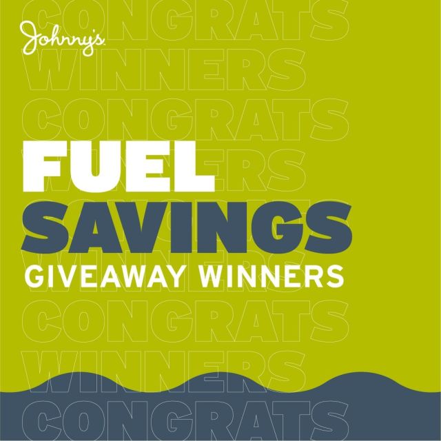 Ding ding ding! We have our winners! If you see your name on the list in the comments, you’ve won (four) $1-off-per-gallon fuel cards from Johnny’s!  Congratulations to our winners and thank you to everyone who participated.